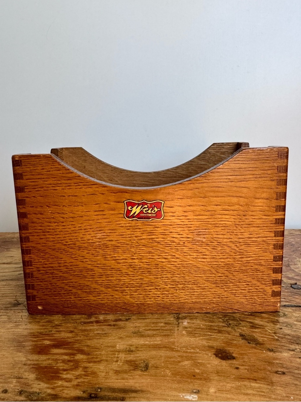 Vintage Weis Oak Dovetail Wooden Desk Stationary Organizer